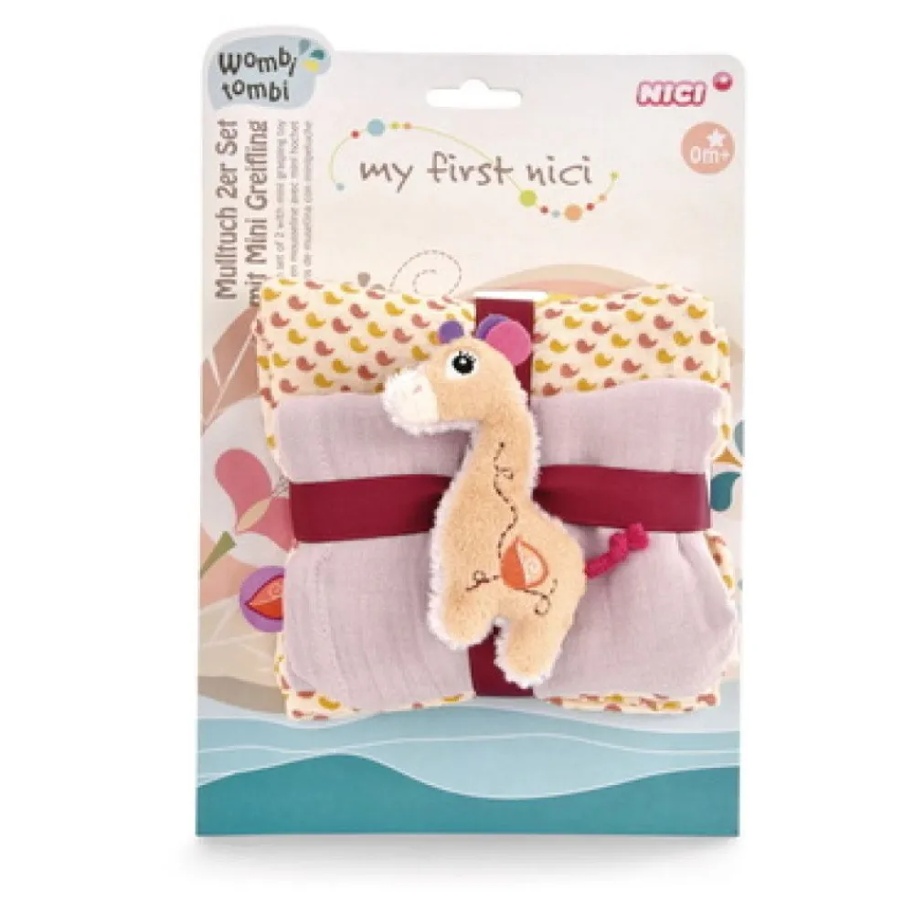 NICI My First Nici>Greifling Giraffe Sasuma Mit 2-Er Set Mulltucher