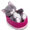 NICI My Nici Pets>Kuscheltier Sleeping Pets Graue Katze Im Rosa Korbchen