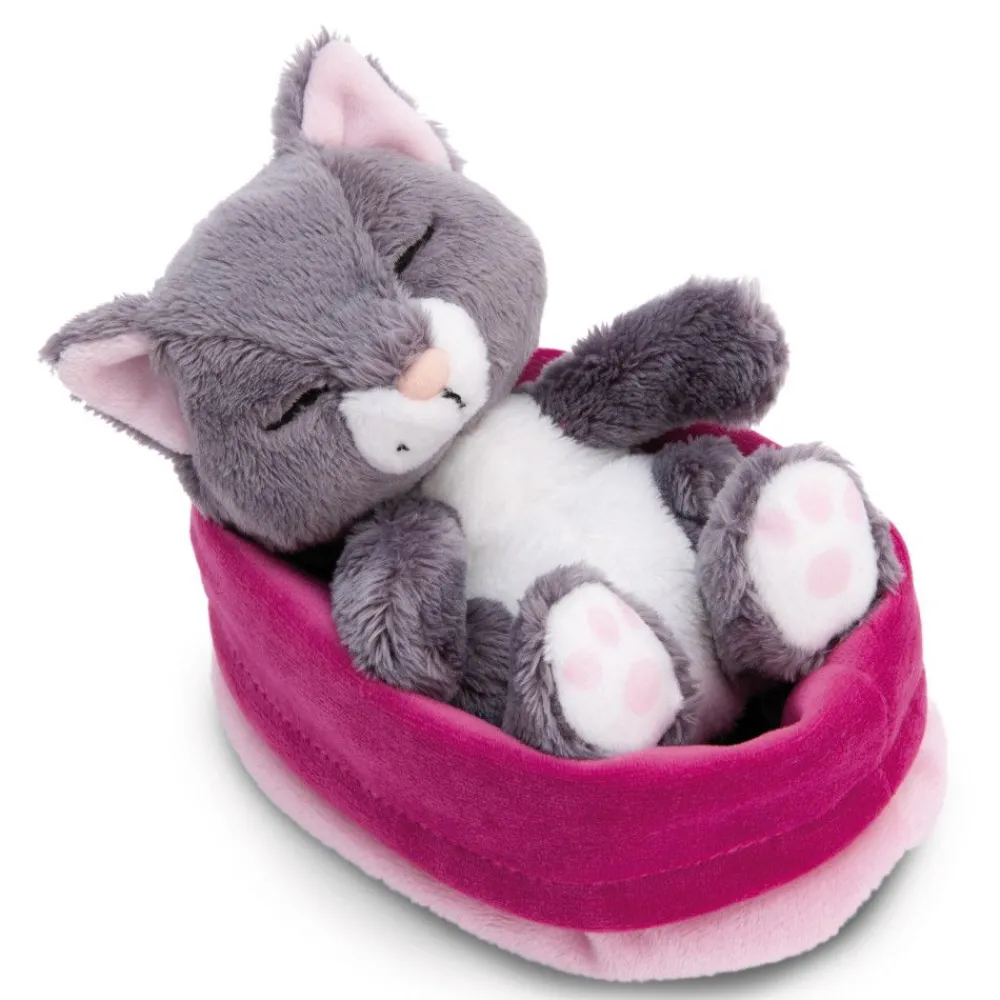 NICI My Nici Pets>Kuscheltier Sleeping Pets Graue Katze Im Rosa Korbchen